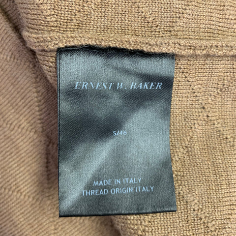 ERNEST W. BAKER Size S Brown Tan Knit Merino Wool Scoop Neck Vest