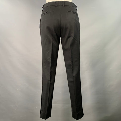 BURBERRY PRORSUM Size 36 Black Wool Mohair Silk Notch Lapel Suit