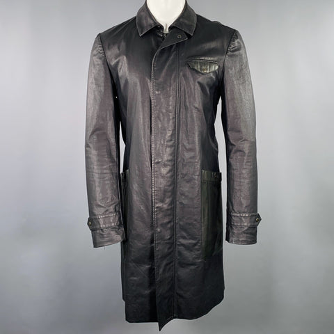 MIGUEL ANTOINNE Size M Black Mixed Fabrics Zip Up Snaps Coat