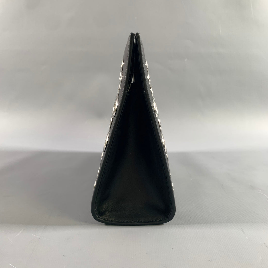 ALAIA Black Silver Grommets Leather Clutch Handbag