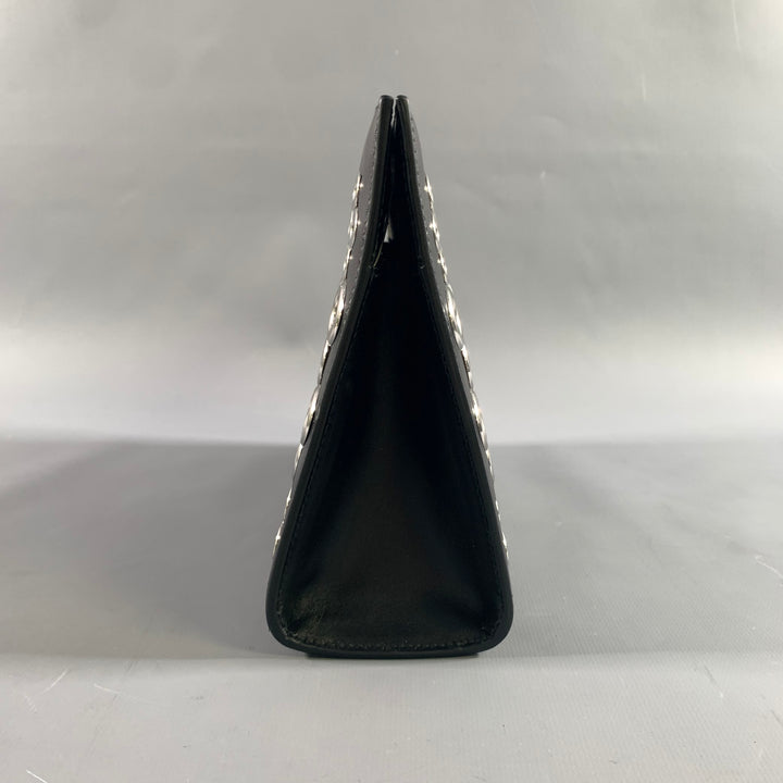 ALAIA Black Silver Grommets Leather Clutch Handbag