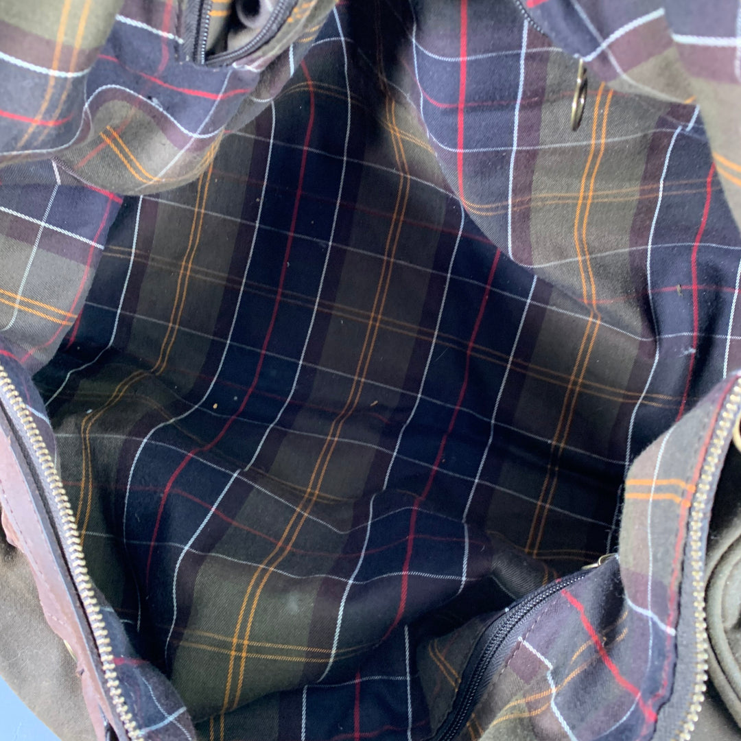 BARBOUR Wax Holdall Brown Olive Waxed Cotton Duffle Bag