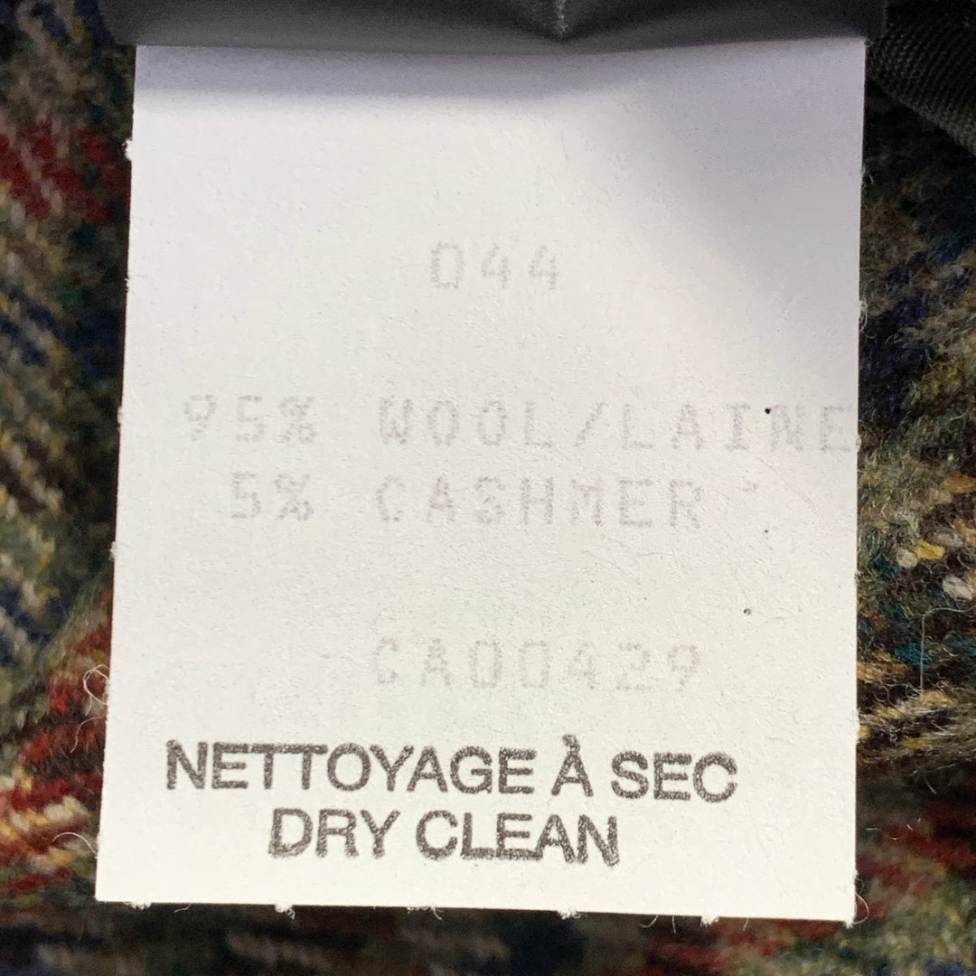 O'CONNELL'S Size 42 Long Tan Red Blue Plaid Wool Notch Lapel Sport Coat