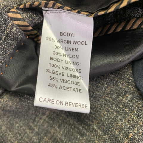 BILLY REID Taille 4 Gris Laine Mélangée Tweed Veste Blazer à Revers Cranté