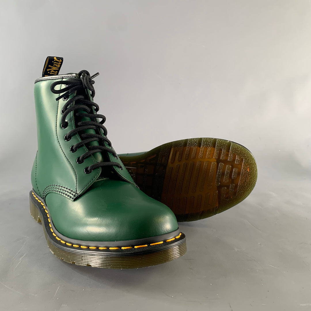 DR. MARTENS Size 11 Green Leather Lace Up Boots