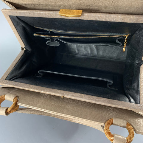 VINTAGE Gold Taupe Ostrich Leather Handbag