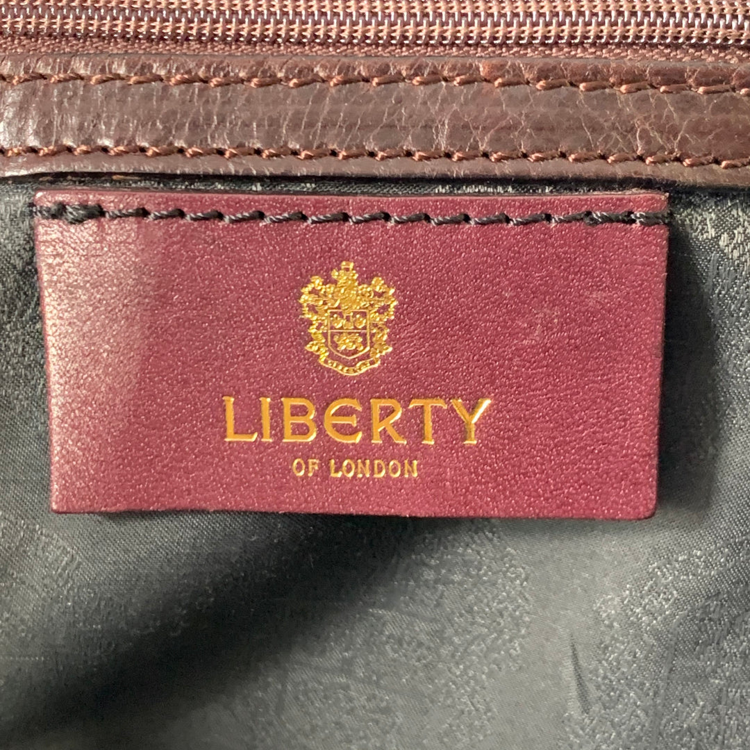 LIBERTY OF LONDON Brown Gold Embossed Leather Oversized Tote Handbag