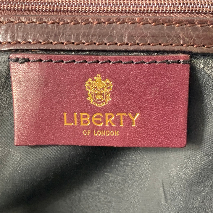 LIBERTY OF LONDON Brown Gold Embossed Leather Oversized Tote Handbag