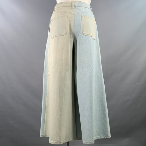 CHANEL Size 10 Blue Grey Cotton Button Up Wide Leg Casual Pants