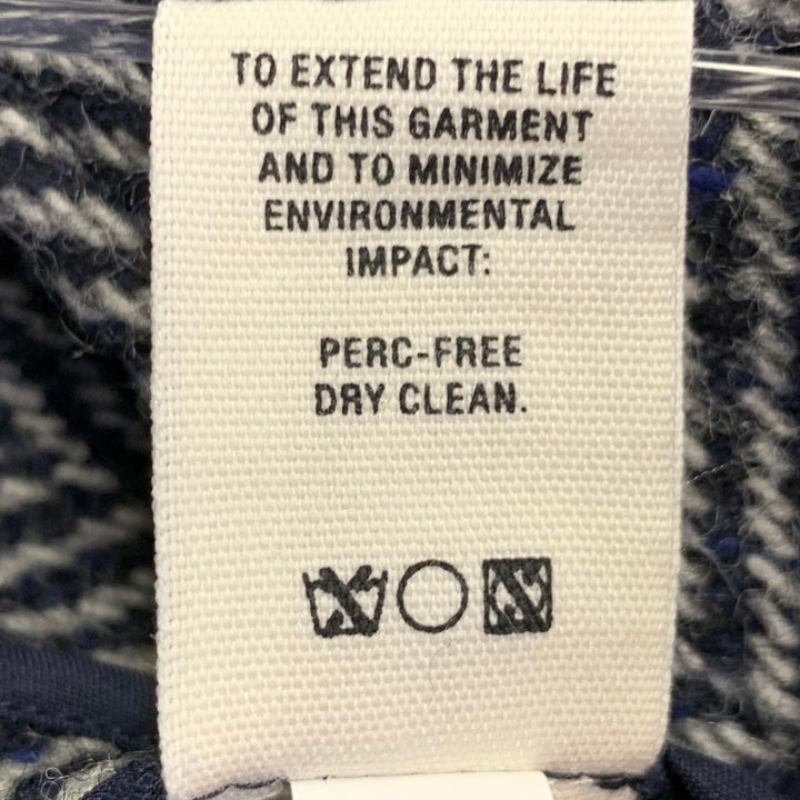 ALEX MILL Size M Grey Navy Herringbone Wool Blend Hidden Buttons Coat