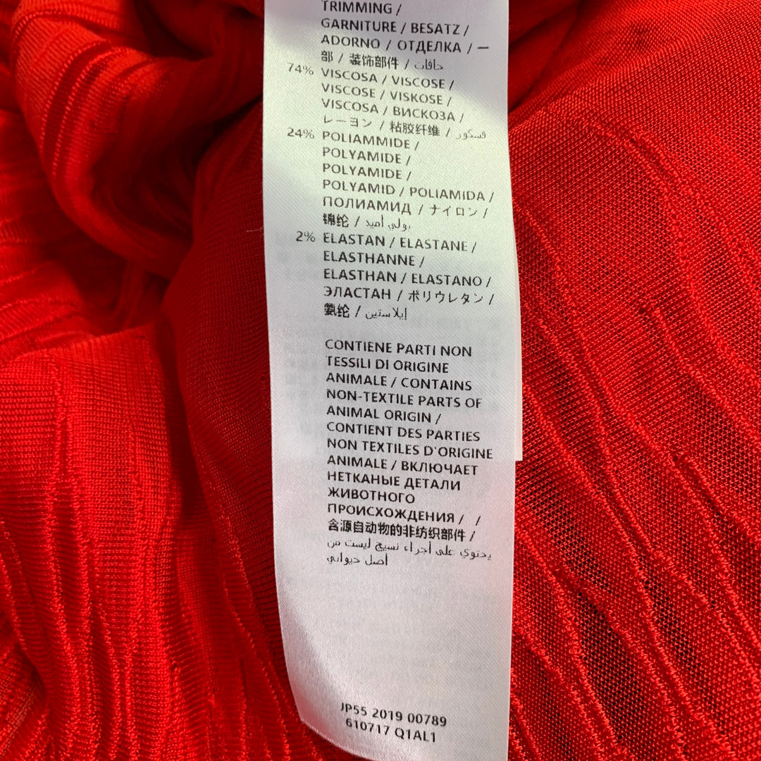 ALEXANDER MCQUEEN Size S Red Viscose Textured Long Sleeve Dress