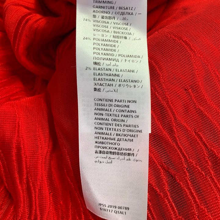 ALEXANDER MCQUEEN Size S Red Viscose Textured Long Sleeve Dress