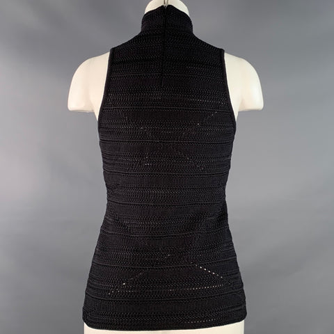 RALPH LAUREN COLLECTION Size M Black Silk Blend Beaded Sleeveless Casual Top