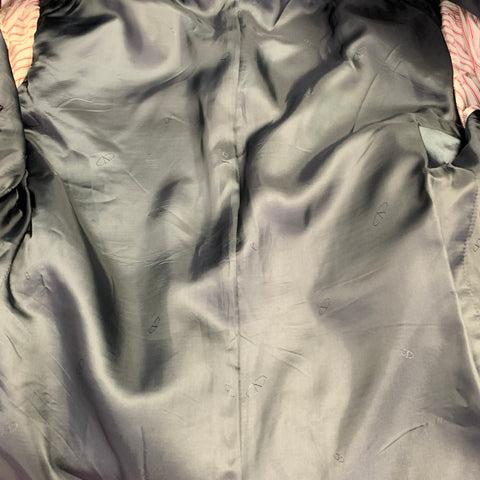 VALENTINO Size 40 Black Navy Textured Silk Peak Lapel Tuxedo Jacket