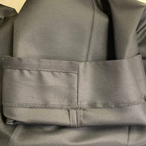 PAL ZILERI Size L Black Wool Silk Flat Front Zip Fly Dress Pants