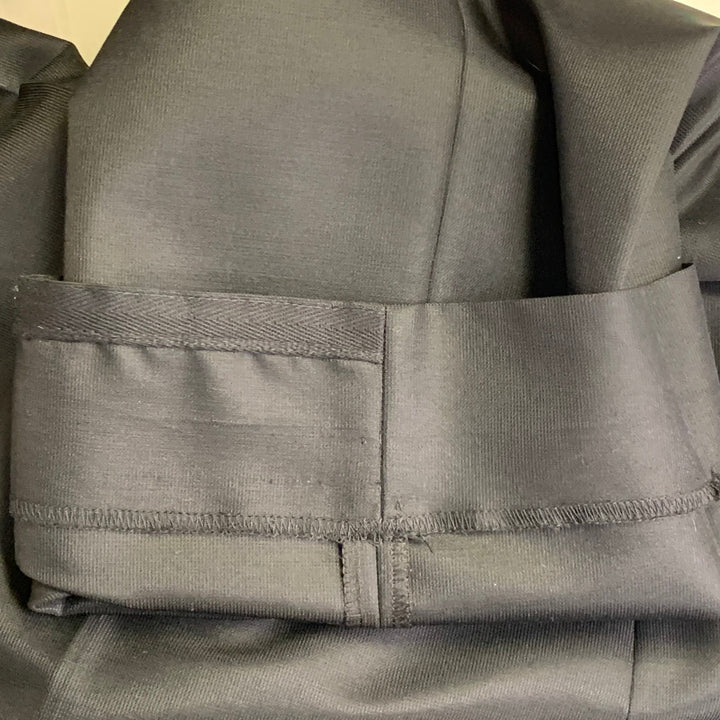 PAL ZILERI Size L Black Wool Silk Flat Front Zip Fly Dress Pants