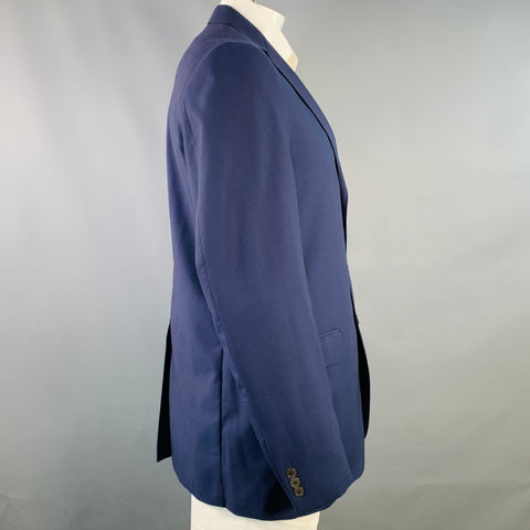 O'CONNELL'S Size 42 Long Navy Wool Notch Lapel Sport Coat
