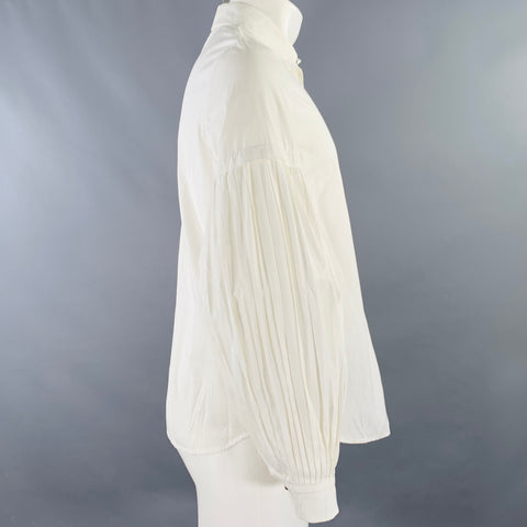 VALENTINO Size S White Pleated Double Sleeve Long Sleeve Shirt
