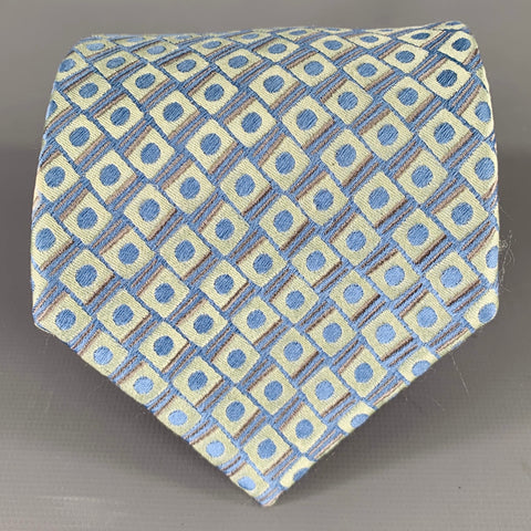CHARVET Blue Green Geometric Silk Tie