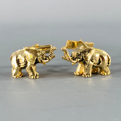 Boutons de manchette ÉLÉPHANTS OR VINTAGE en métal