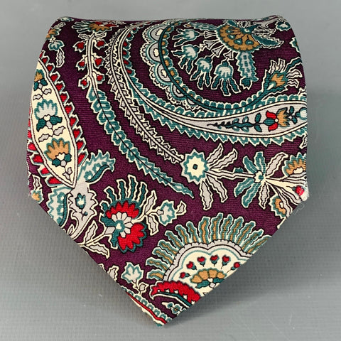 CHRISTIAN DIOR Purple Multi Color Paisley Tie