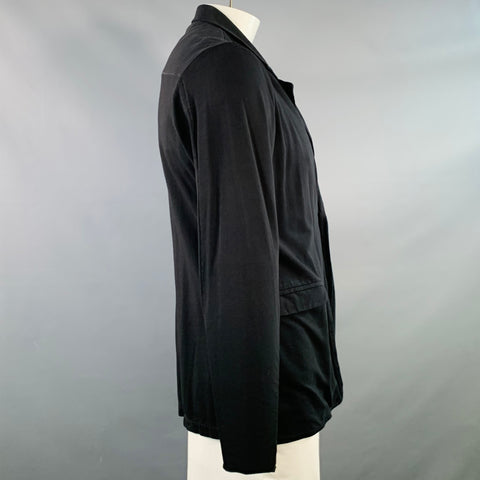 Veste THOM KROM taille XXL noire en mélange de coton à revers crantés et un bouton