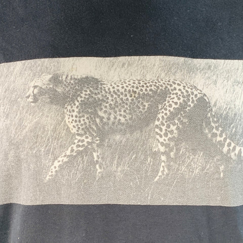 OVADIA & SONS Size XXL Black Grey Cheetah Photograph Print Cotton Hooded Sweatshirt