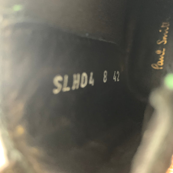 PAUL SMITH Size 9 Black Perforated Leather Ankle Boots