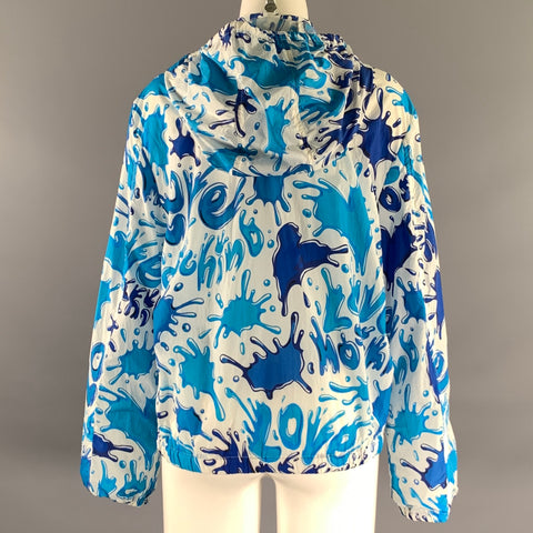 MOSCHINO Size 8 White Blue Polyamide Splash Raincoat