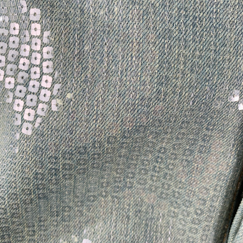 PRIVATE POLICY Size S Blue Clear Sequined Denim Wide Leg Dress Pants