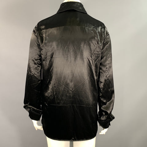 JIL SANDER Size S Black Viscose Cupro Button Up Shirt