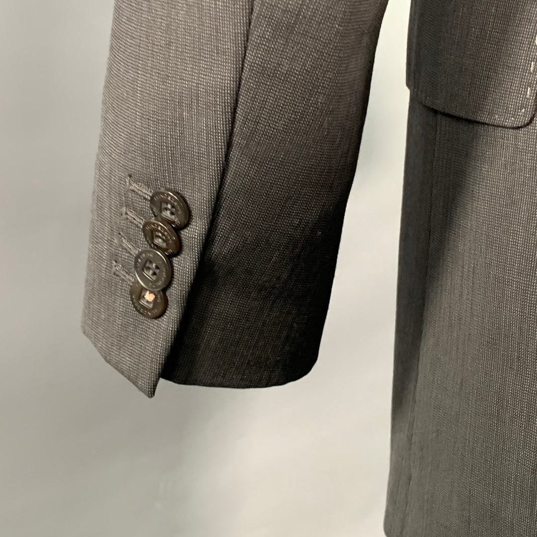 J. LINDEBERG Size 40 Regular Black Grey Wool Peak Lapel Single Button Suit