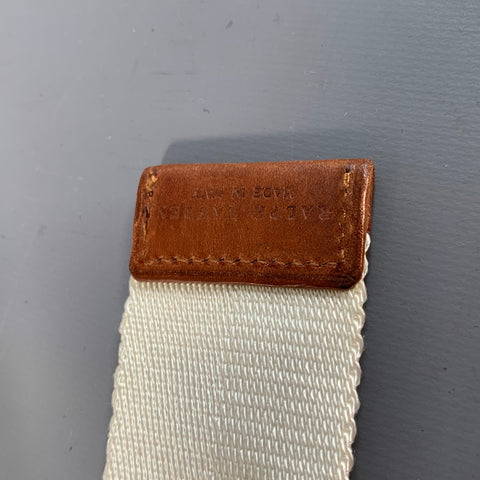 RALPH LAUREN Taille M Ceinture Nylon Cuir Blanc Marron