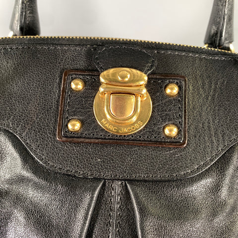 MARC JACOBS Black Brown Leather Satchel top Handles Handbag