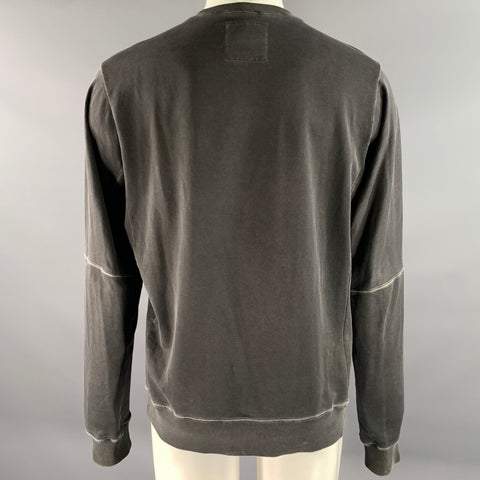 ACRONYM Size L Grey Charcoal Wash Cotton Crew-Neck Sweatshirt