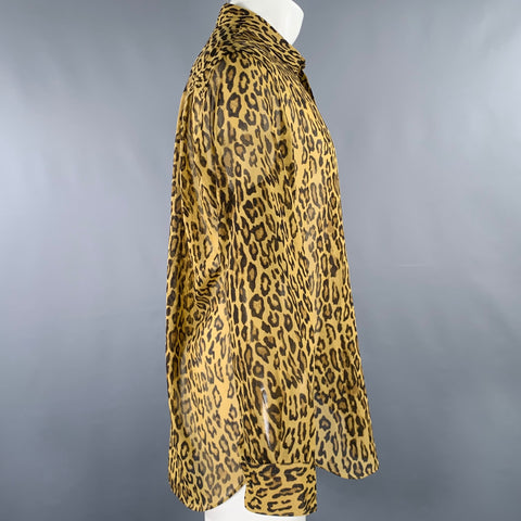 JUNYA WATANABE 2020 Size M Tan Brown Animal Print Polyester Long Sleeve Shirt