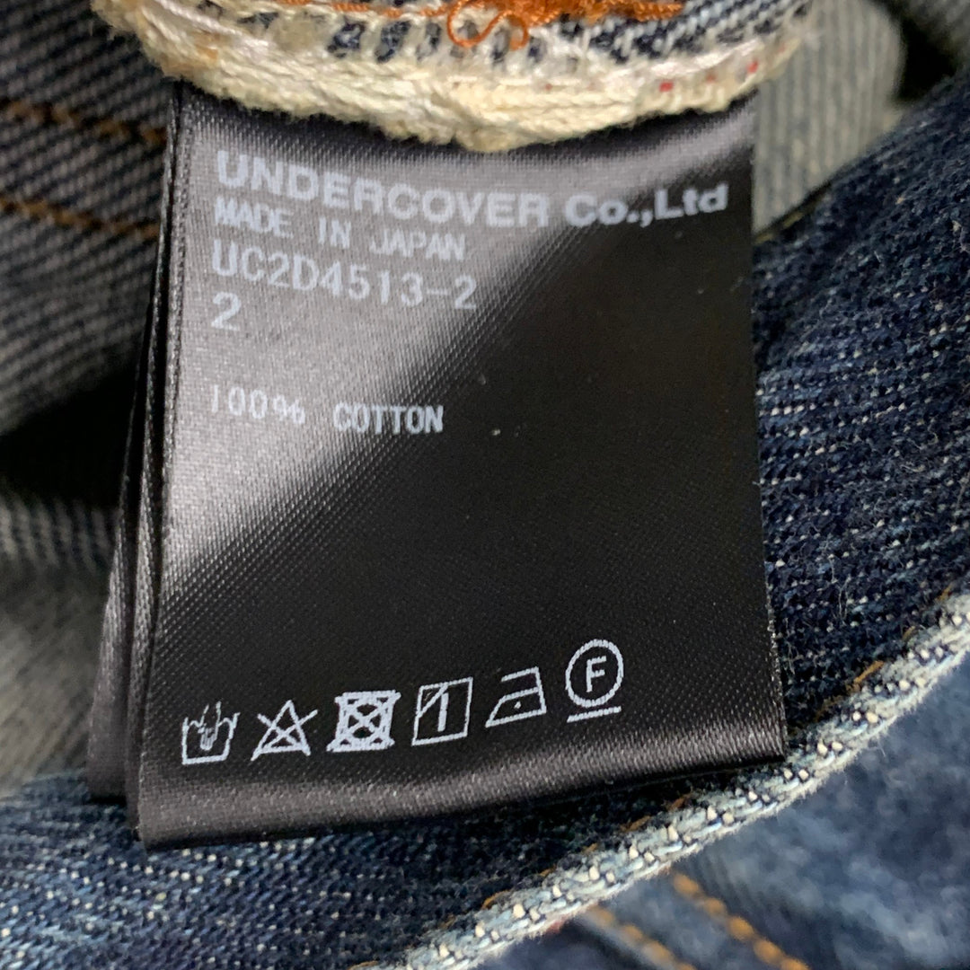 UNDERCOVER Size 30 Blue Multi Color Embroidery Cotton Relaxed Drop Crotch Jeans
