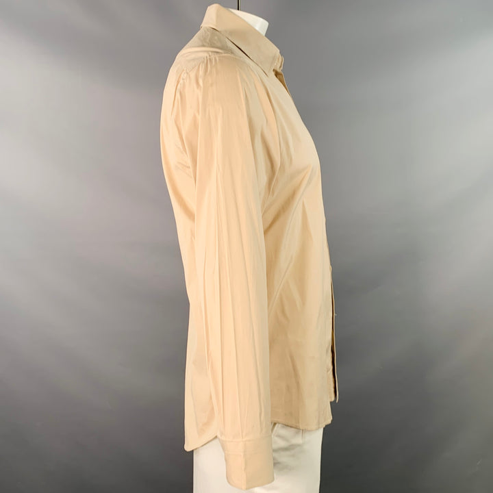 ISSEY MIYAKE Size L Beige Cotton Blend One Pocket Long Sleeve Shirt