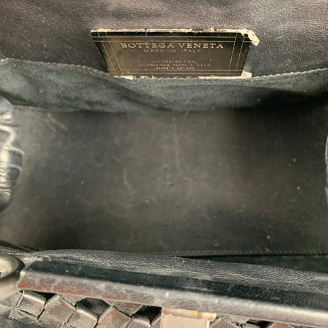 BOTTEGA VENETA Limited Edition Black Woven Leather Satchel Handbag