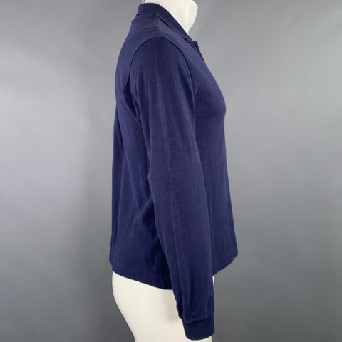 ISSEY MIYAKE Size M Navy Cotton Embroidered Fish Polo