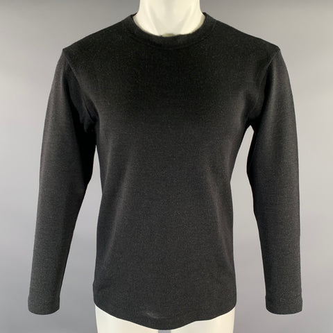 DANIEL CLEARY Size M Grey Charcoal Knit Raw Edge Crew Neck Sweater