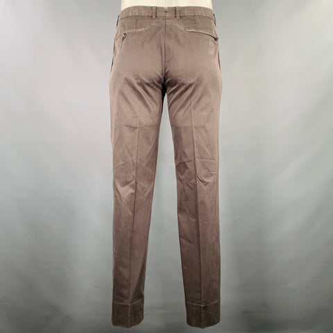 ERMENEGILDO ZEGNA Taille 34 Gris Marron Coton Mélangé Pantalon Décontracté