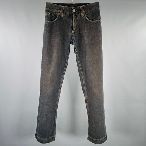 DOLCE & GABBANA Size 28 Grey Contrast Stitch Cotton Jeans