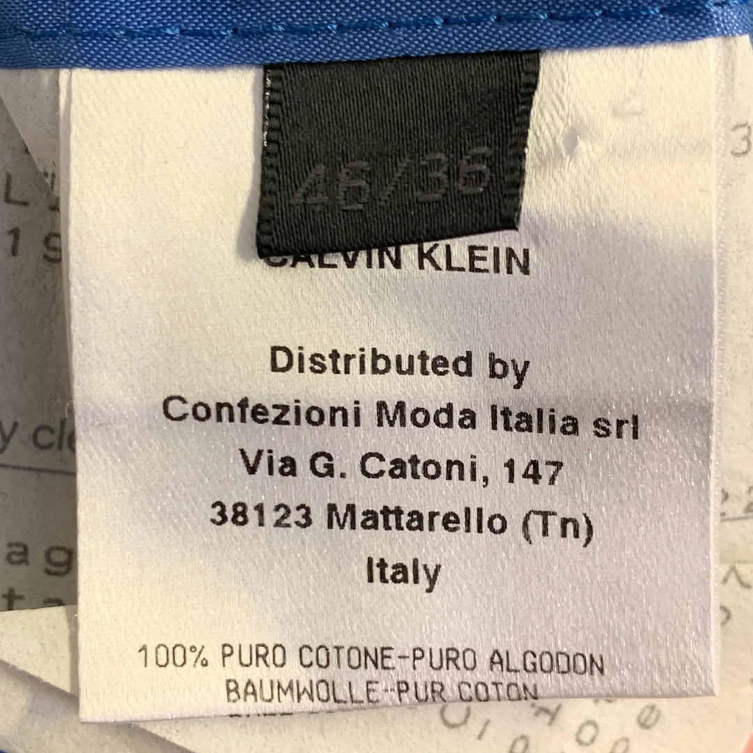 CALVIN KLEIN COLLECTION Size 36 Blue Cotton Twill Notch Lapel Single Button Sport Coat