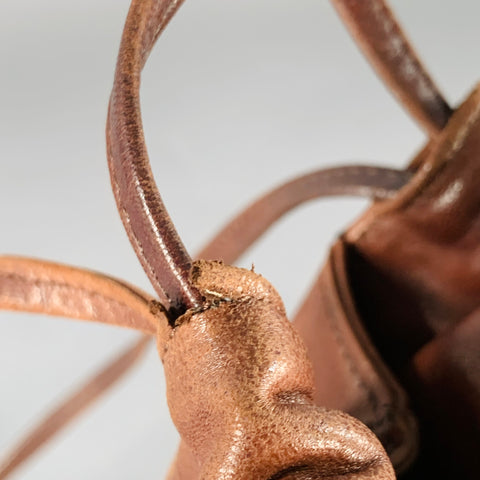 BOTTEGA VENETA Brown Leather Tassels Drawstring Crossbody Bag