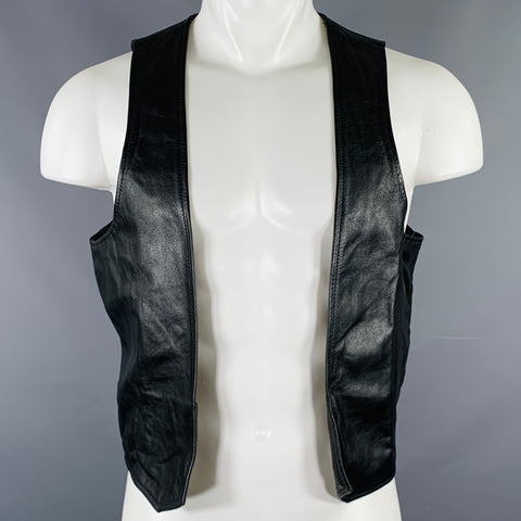 MR. S LEATHER  Size S Black Leather Open Front Vest