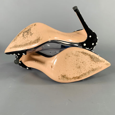 GIANVITO ROSSI Size 7 Black White Dots Stiletto Heels Pumps