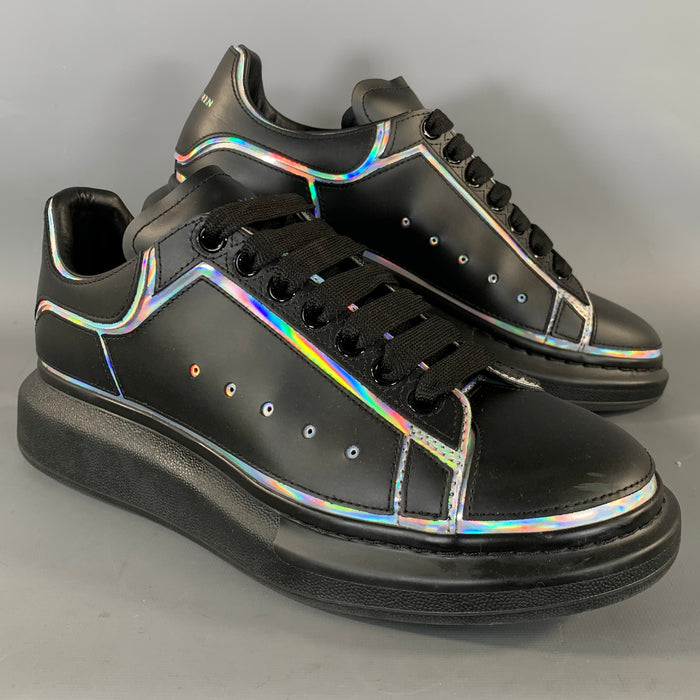 ALEXANDER MCQUEEN Size 9 Black Silver Leather Lace Up Lace Up Shoes