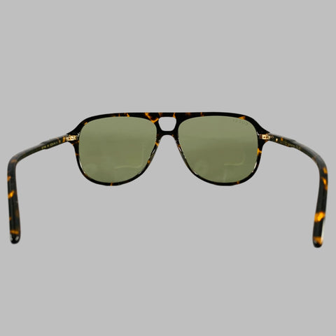 GUCCI Black Brown Tortoiseshell Acetate Teardrop Aviator Sunglasses