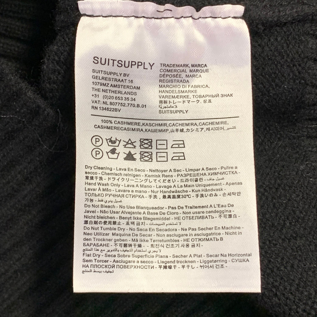 SUITSUPPLY Size XL Black Knit Cashmere Crew Neck Sweater